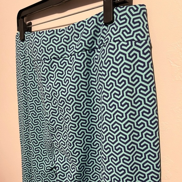 J.Mclaughlin Carmel Pants in Honeycomb Blue Patterned Stretch Flare Size XL - Picture 12 of 16